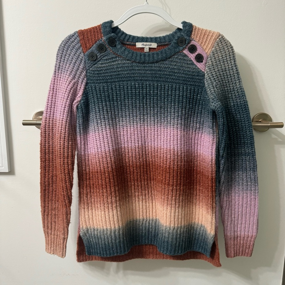 NWOT Madewell Space-Dyed Button-Shoulder Pullover Sweater